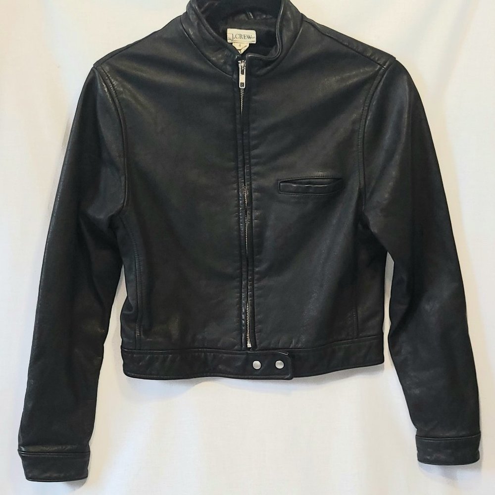 J. Crew Collection Black Leather Moto Jacket
